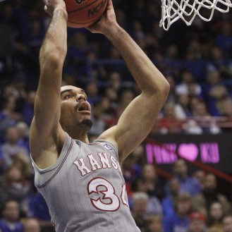 Perry Ellis goes up for a layup in the Jayhawks 87-60 win over the Rider Broncs.