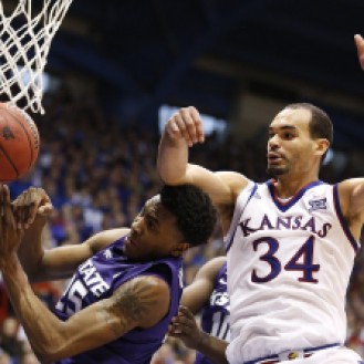 Perry Ellis fights for a rebound in Kansas' 68-57 win over K-State.